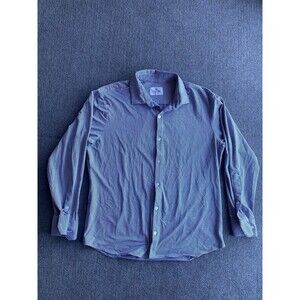 Mizzen + Main Shirt Mens XL Blue Plaid Long Sleeve Button Up Trim Fit Casual